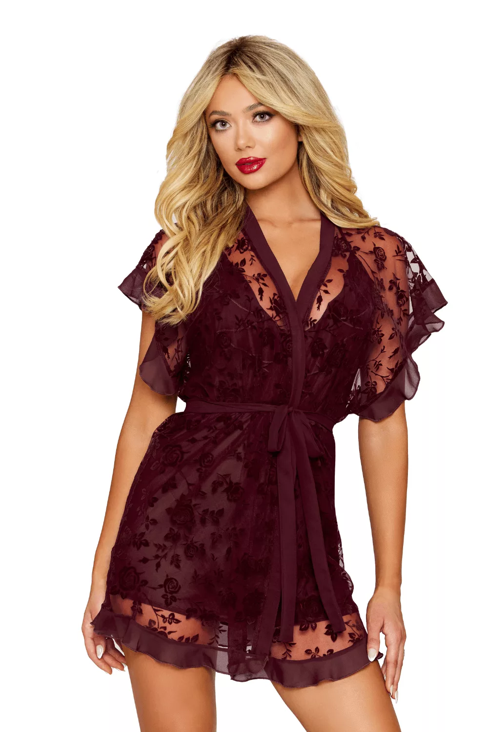 Nuisette et peignoir couleur aubergine