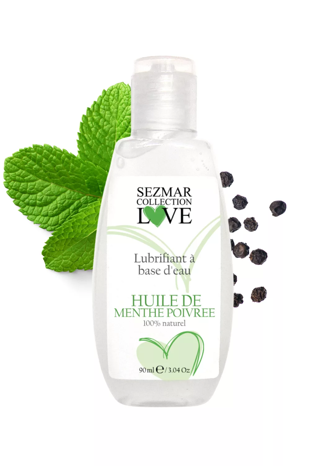 Lubrifiant à base d'eau 100% naturel Menthe poivrée 90 ml