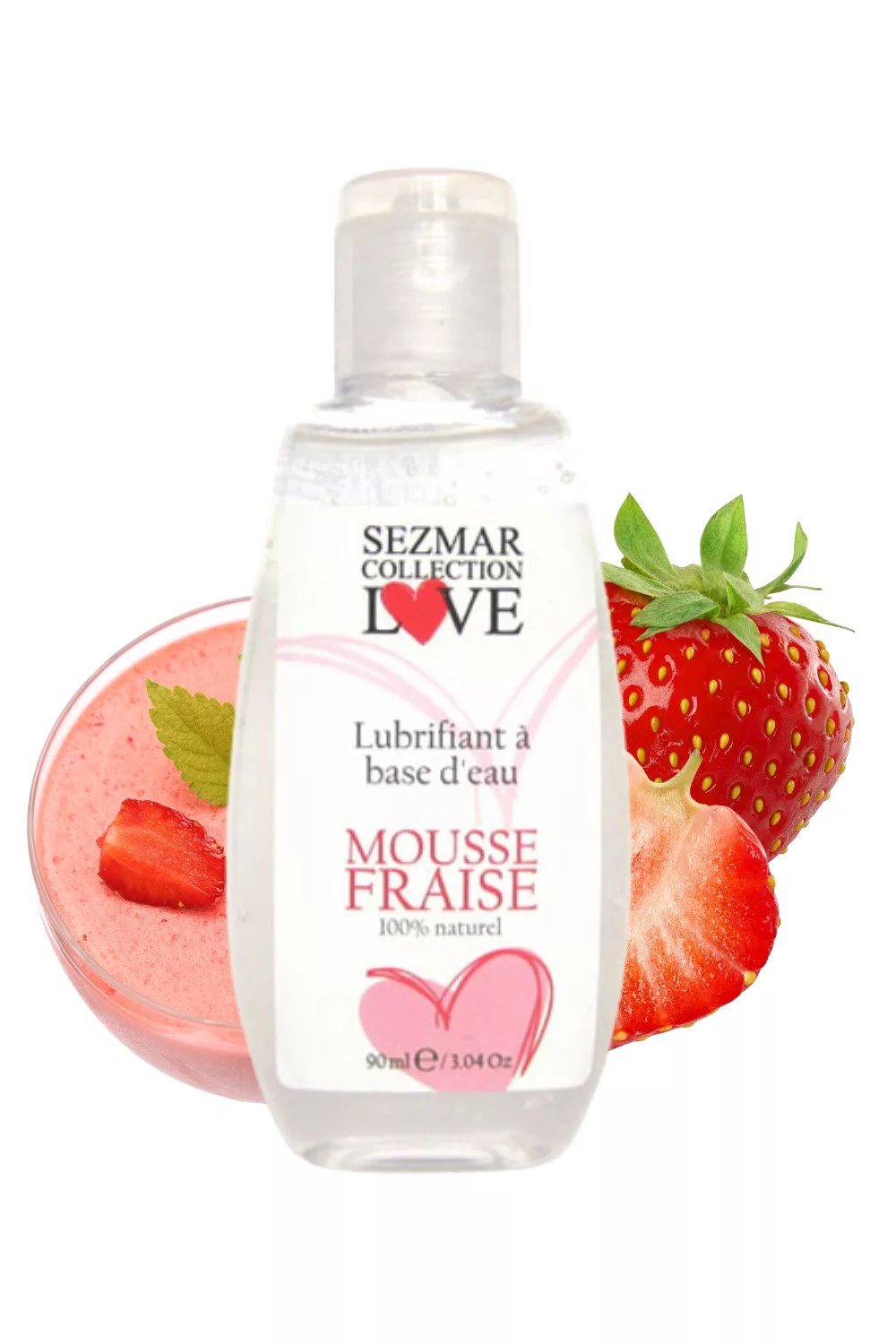 Lubrifiant à base d'eau 100% naturel Mousse fraise 90 ml