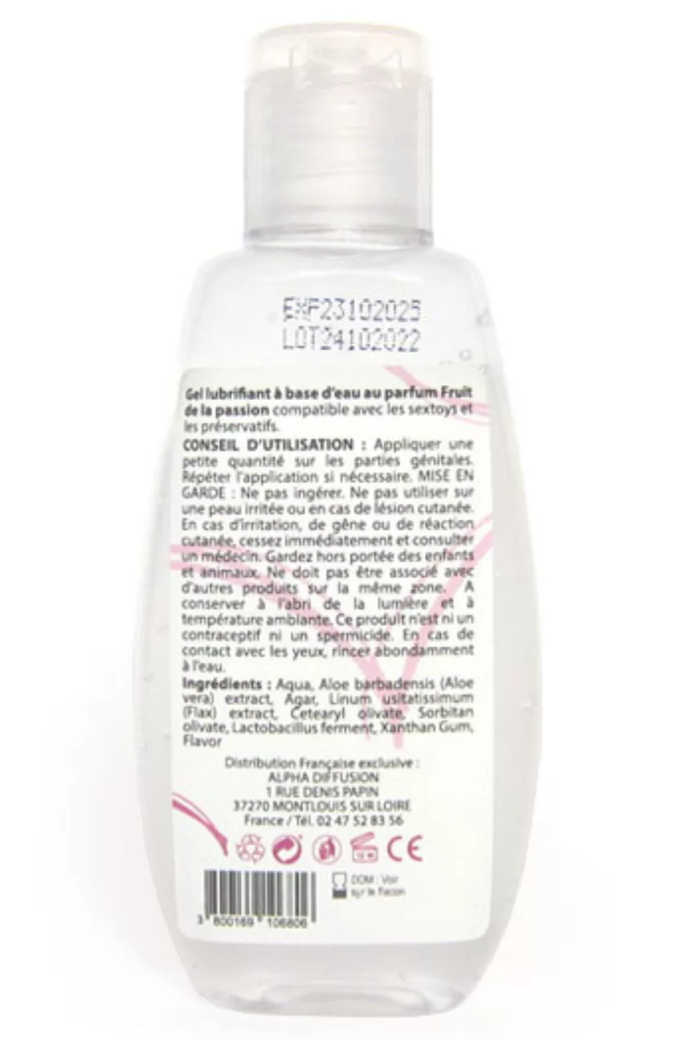 Lubrifiant à base d'eau 100% naturel Fruit de la passion 90ml