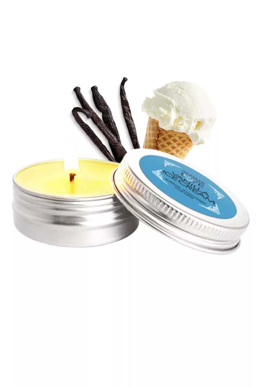 Mini Bougie de massage glace vanille 30ml 100% naturelle