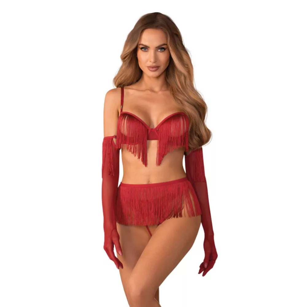 Rossay ensemble ouvert 4 pièces - Rouge