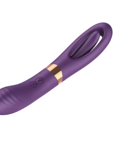 Vibromasseur féminin double stimulation avec design moderne élégant et vibrations multi fréquence haute intensité.